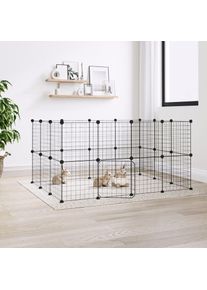 The Living Store - Cage animaux de compagnie à 28 panneaux et porte Noir 35x35 cm Noir