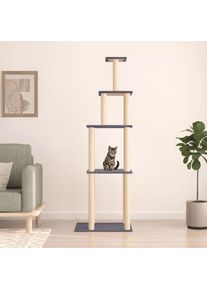 The Living Store - Arbre à chat avec griffoirs en sisal gris foncé 183 cm Gris