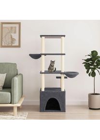 The Living Store - Arbre à chat avec griffoirs en sisal gris foncé 147 cm Gris
