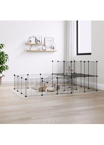 The Living Store - Cage animaux de compagnie à 36 panneaux et porte Noir 35x35 cm Noir