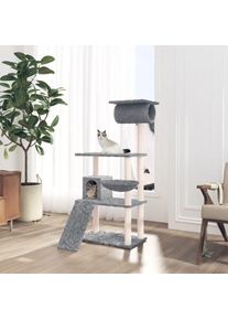 The Living Store - Arbre à chat avec griffoirs en sisal Gris clair 131 cm Gris