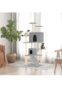 The Living Store - Arbre à chat avec griffoirs en sisal Gris clair 153 cm Gris
