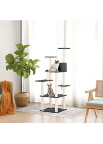 The Living Store - Arbre à chat avec griffoirs en sisal Gris foncé 153 cm Gris