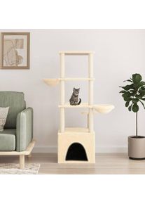 The Living Store - Arbre à chat avec griffoirs en sisal crème 147 cm Crème