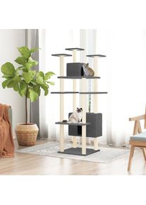 The Living Store - Arbre à chat avec griffoirs en sisal Gris foncé 162 cm Gris