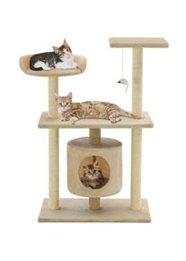 The Living Store - Arbre à chat avec griffoirs en sisal 95 cm Beige Beige