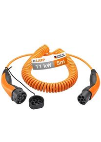 lapp Type 2 Spiral Charging Cable, up to 11 kW, 5 m, orange