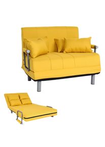 Schlafsessel HWC-K29, Klappsessel Schlafsofa Gästebett Relaxsessel, Liegefläche 186x97cm Stoff (270g/m²) ~ gelb