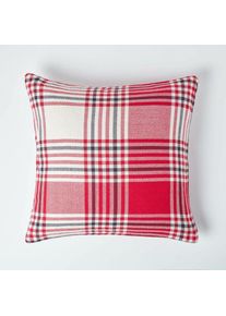 Homescapes - Housse de coussin Tartan à carreaux Rouge, 60 x 60 cm - Rouge