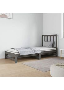 Lit coulissant Cadre de lit Lit adulte pour chambre à coucher Gris 2x(90x190) cm Bois de pin massif vidaXL