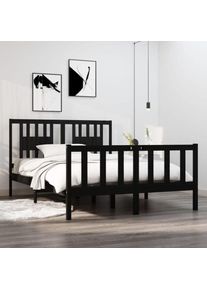 Cadre de lit Noir Bois massif 140x190 cm