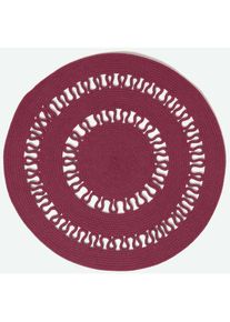 Homescapes - Tapis rond tissé à plat en coton ajouré Prune, 90 cm - Prune