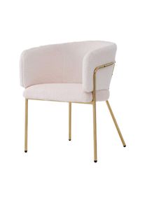 Fortuna Lai - Chaise de salle à manger, mitation duvet de lapin, chaise de loisirs, avec quatre pieds de support en métal, 40x42x76cm, beige