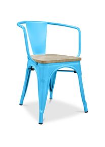 Tolix Style - Chaise de salle à manger avec accoudoirs - Bois et acier - Stylix Turquoise - Bois, Acier - Turquoise