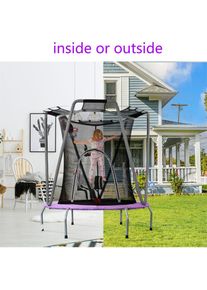 Trampoline rond pour enfant à l'intérieur et l'extérieur - structure en acier galvanisé - avec panier de basket - Violet