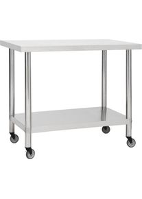 Design In - Table de travail Etabli de Travail de cuisine - avec roues 80x60x85 cm Inox BV570245