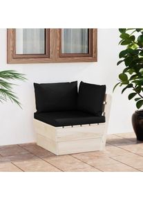 vidaXL - Canapé d'angle palette de jardin avec coussins Épicéa imprégné