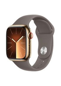 Smartwatch Apple Watch 9 GPS + Cellular, 41mm Gold Stainless Steel Case, Clay Sport Band - M/L