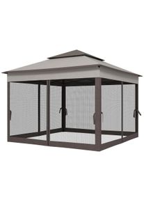 Outsunny 3 x 3 m Pop Up Gazebo, Double-Roof Garden Tent w/ Netting and Carry Bag, Party Event Shelter for Outdoor Patio, Light Grey | Aosom Ireland