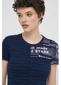 Desigual tricou femei, culoarea albastru marin