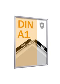 Cadre clic-clac ignifuge A1 film de protection PET, 4 chevilles et vis | argent, aluminium