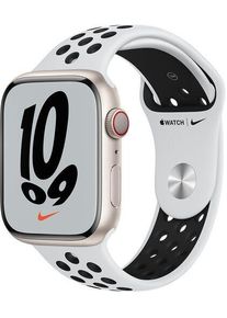 Apple Watch Nike Series 7 Aluminium 45 mm (2021) | GPS | Polarstern | Sportarmband Pure Platinum