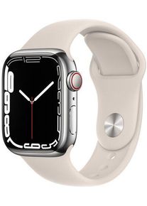 Apple Watch Series 7 Edelstahl 41 mm (2021) | GPS | silber | Sportarmband Polarstern