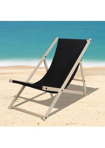 Vingo - Chaise longue Bois pliable Chaise longue pliable Chaise solaire Chaise de jardin noir - noir