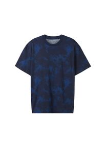 Tom Tailor Denim Herren T-Shirt mit Allover Print, blau, Allover Print, Gr. XL, baumwolle