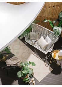 Tapis poil ras de couloir extérieur & intérieur Bronco Crème 80x250 cm - Tapis poil court design moderne pour salon