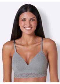 wäschepur Damen Schalen-BH ohne Bügel in hellgrau-meliert + weiß ,Größe 90C, Witt, 47% Polyester, 30% Baumwolle, 20% Polyamid, 3% Elasthan