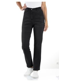 Dames High waist jeans met comfortband aan de binnenzijde in black denim ,maat 19, WITT, 81% Katoen, 17% Polyester, 2% Elastan