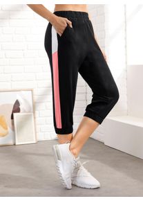 Damen Caprihose mit Kontrast-Einsätzen in schwarz ,Größe 50, WITT, 100% Baumwolle