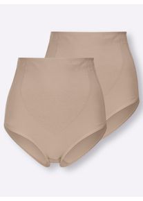 wäschepur Dames Corrigerende slip op taillehoogte in beige ,maat 36/38, Witt, 90% Katoen, 10% Elastan