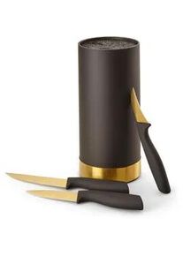 ECHTWERK Messerblock , Schwarz, Goldfarben , Kunststoff , 4-teilig , 22 cm , ohne Schlitze , Küchenmesser, Messerblöcke