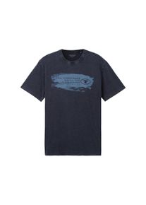 Tom Tailor Herren T-Shirt mit Textprint, blau, Textprint, Gr. XXL, baumwolle