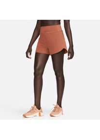 Short de fitness Dri-FIT taille haute 8 cm avec sous-short intégré Nike Bliss pour femme - Orange