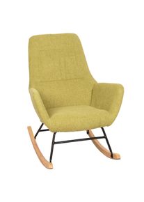 Schaukelstuhl HWC-N13, Schwingstuhl Relaxsessel Fernsehsessel, Massiv-Holz Metall Stoff/Textil 320g/m² ~ grün