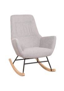 Schaukelstuhl HWC-N13, Schwingstuhl Relaxsessel Fernsehsessel, Massiv-Holz Metall Stoff/Textil 320g/m² ~ hellgrau