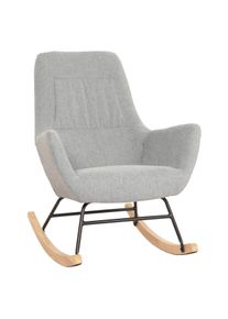 Schaukelstuhl HWC-N13, Schwingstuhl Relaxsessel Fernsehsessel, Massiv-Holz Metall Stoff/Textil 320g/m² ~ grau-grün