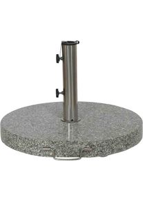 siena GARDEN Betonschirmständer, Granit, 40 Kg, Rund, Mit Griff Und Rollen grau , Edelstahlrohr Ø 5,7 x 29,6 cm mit Verjüngungsstück unten