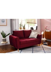 Home Affaire 2-Sitzer »Penelope«, Mit Feiner Steppung Im Skandinavischem Design rot, Größe B/H/T: 160 cm x 90 cm x 92 cm B/H/T: 160 cm x 90 cm x 92...