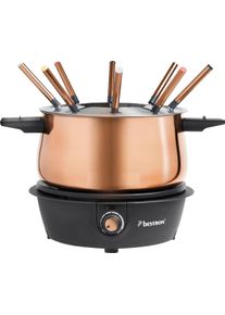 Bestron Fondue »afd850co«, Für Bis Zu 8 Personen, Stufenloser Temperaturschalter, Spritzschutz braun, Stilvolles Fondue Set für gemeinsames...