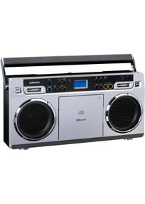 Lenco Cd-Radiorecorder »Scd-580«, (Bluetooth Fm-Tuner) silberfarben, Tragbares Radio im Retro-Stil