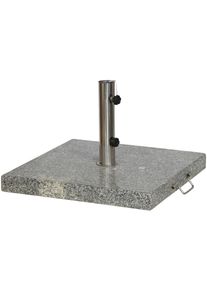 siena GARDEN Betonschirmständer, Granit, 45 Kg, Eckig, Mit Griff Und Rollen grau , Edelstahlrohr Ø 5,7 x 29,6 cm mit Verjüngungsstück unten
