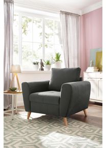 Home Affaire Sessel »Penelope«, Mit Feiner Steppung Im Sitzbereich, Skandinavisches Design grau, Größe B/H/T: 96 cm x 90 cm x 92 cm Samtvelours...