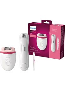 Philips Epilierer »Satinelle Esential brp506/00«, Mit Mini-Epilierer Und Pinzette Für Augenbrauen weiß, Effizientes Epiliersystem entfernt Haare an...