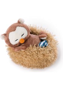 Nici Kuscheltier »The Owlsons, Eule Oscar, 12 Cm«, Schlafend Im Nest braun, Plüschtier »The Owlsons, Eule Oscar, 12 cm« mit gestickten Schlafaugen