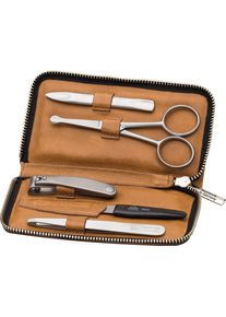 ERBE® Erbe Maniküre-Etui »Taschenetui Aus Echtem Leder Mit Zippverschluss«, (5 Tlg.), Bestückt Mit Solinger Premium Stahlwaren braun, Größe B/H/T: 70 mm...