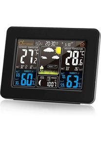 Station météo sans Fil avec Alerte et la température/humidité/baromètre/Alarme/Horloge Lunaire/météo avec capteur extérieur numérique à Affichage des